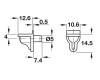 Shelf support for wood or glass, for plug fitting into drill hole  5 mm