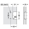 Exposed Axle Hinge 270/240 with 5 mm Exposed Axle for 10/13 mm side wall thickness