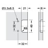 Exposed Axle Hinge 270/240 with 5 mm Exposed Axle for 13/19 mm side wall thickness