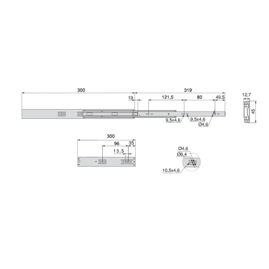 Soft Close Ball Bearing Slide Full Extension H-45