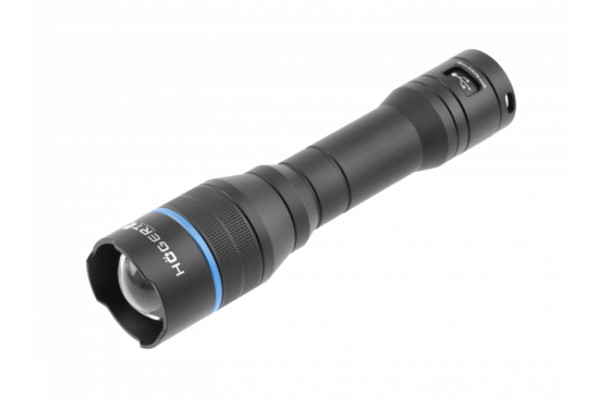 Flashlight 1000 lm with rechargeable 2000mAh lithium-ion battery